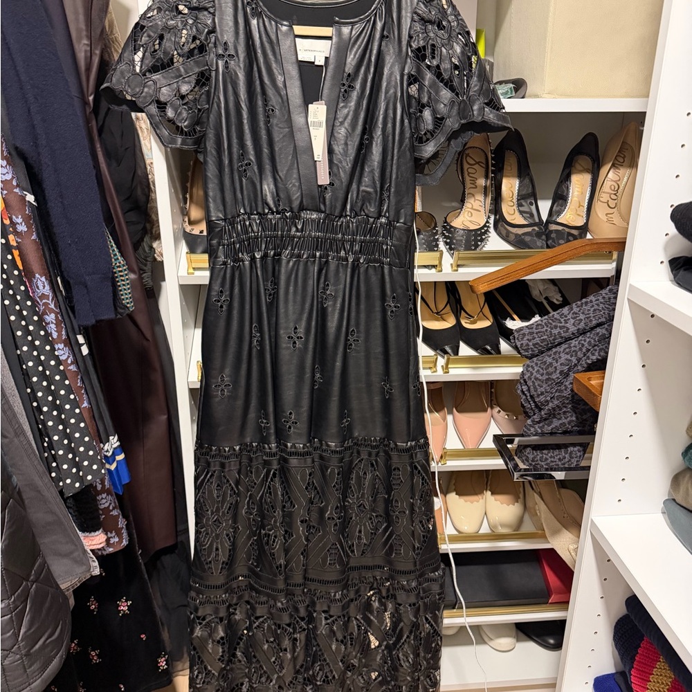 Anthropologie Black Embroidered Maxi Dress
